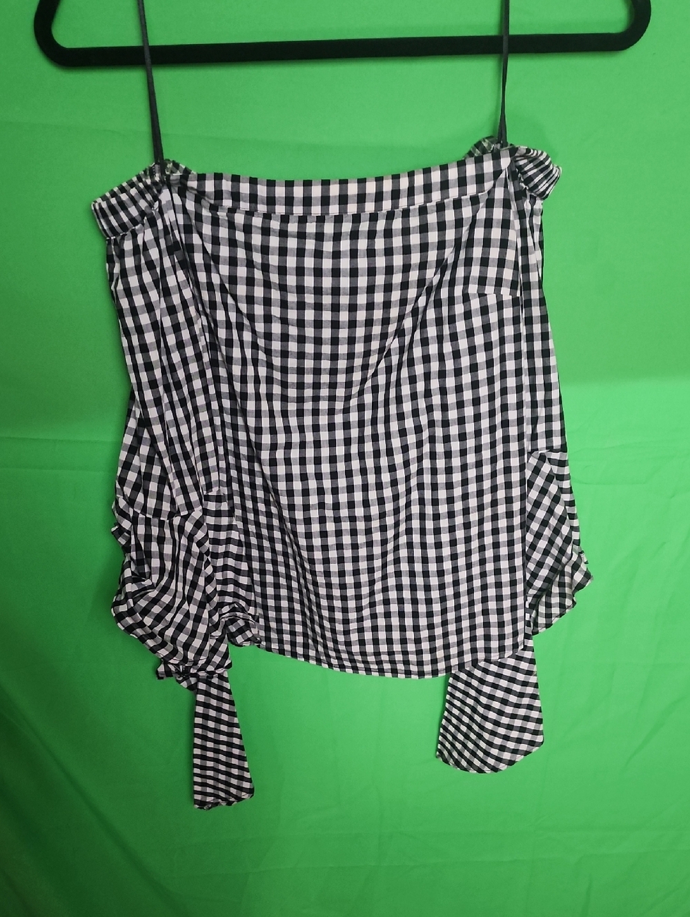 Chelsea28 Black White Gingham Off The Shoulder Ruffle Top Size XS